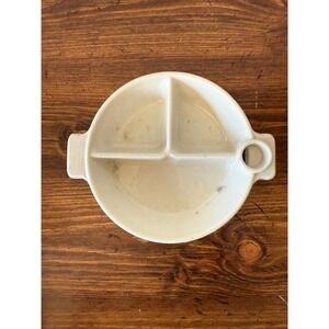Vintage Hankscraft 946 Blue White Ceramic Divided Baby Warming Dish Bowl